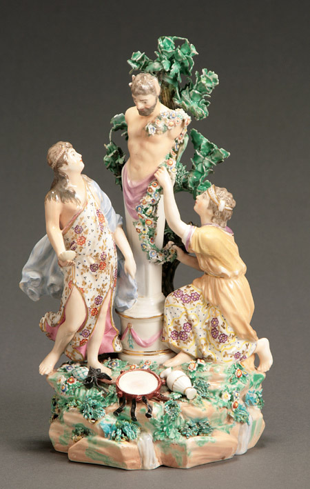 Appraisal: Derby Figural Group of Two Bacchantes Adorning a Bust of