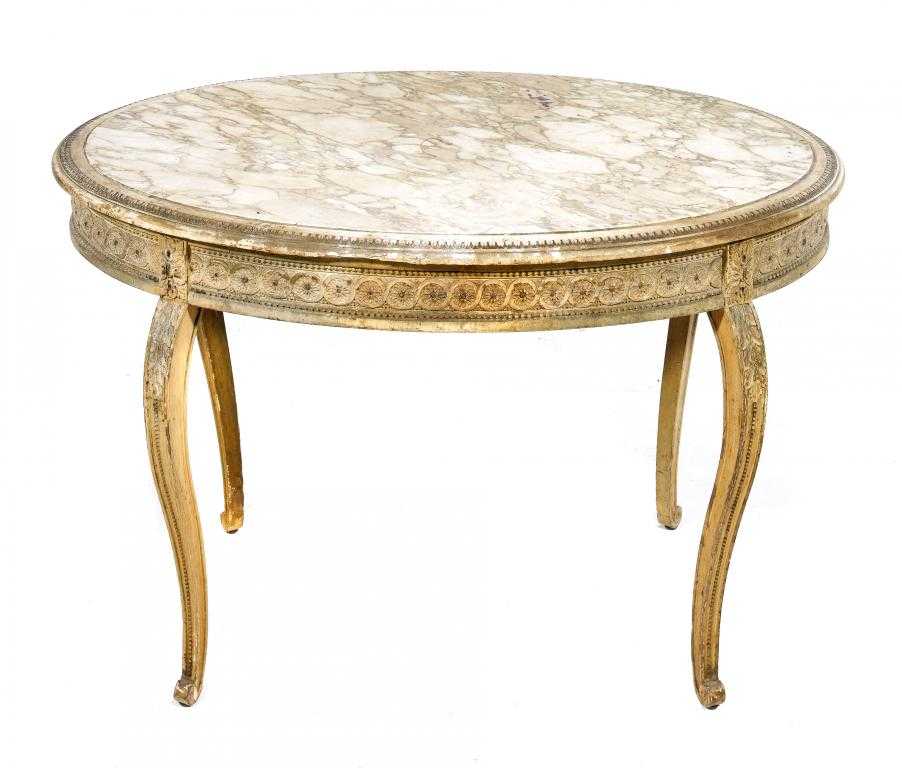 Appraisal: A FRENCH GILTWOOD OVAL TABLE in Louis XVI style with