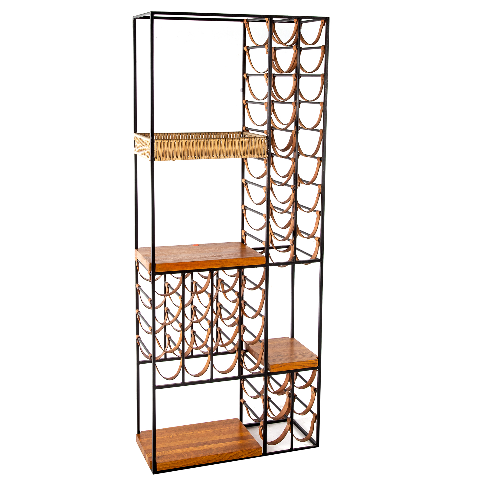 Appraisal: ARTHUR UMANOFF WINE RACK Mid- th century forged metal leather