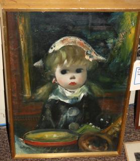 Appraisal: Jean Calogero American - Young girl with soup o c