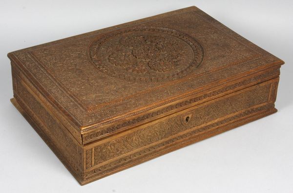 Appraisal: th- th Century Anglo-Indian or Kashmir walnut carved box h