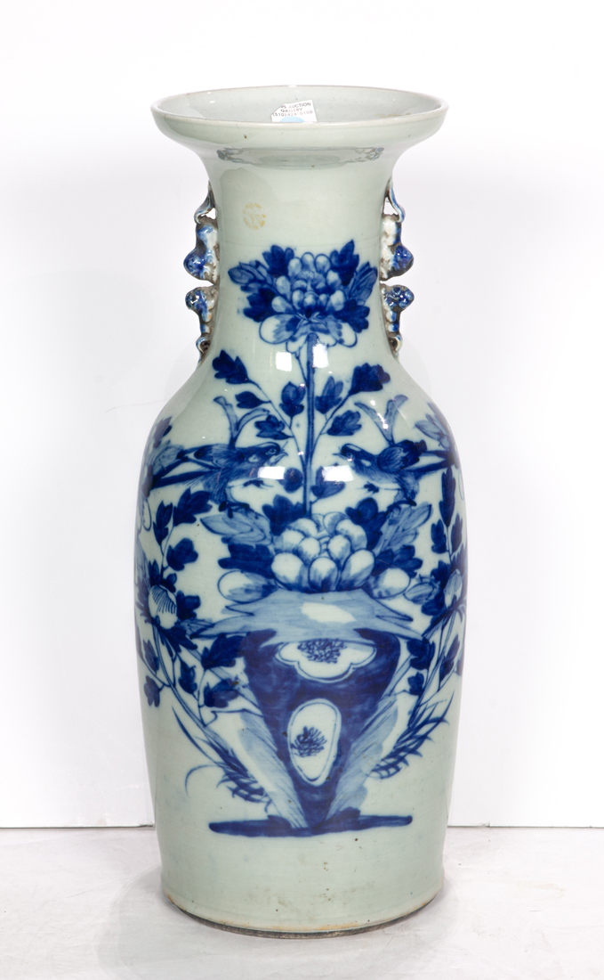 Appraisal: CHINESE BLUE AND WHITE ON CELADON GROUND VASE Chinese blue