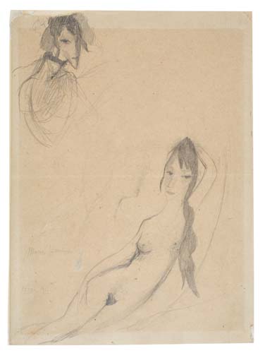 Appraisal: MARIE LAURENCIN tude de femme nue Laurencin et Apollinaire Pencil