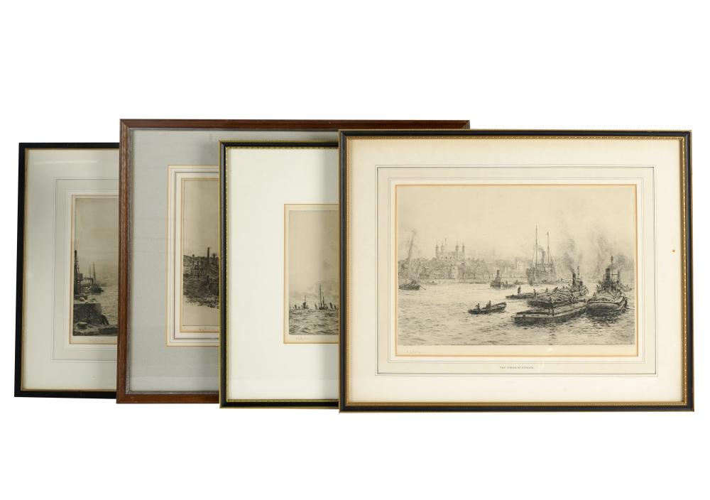 Appraisal: WILLIAM LIONEL WYLLIE - FOUR MARINE WORKSeach engraving matted and