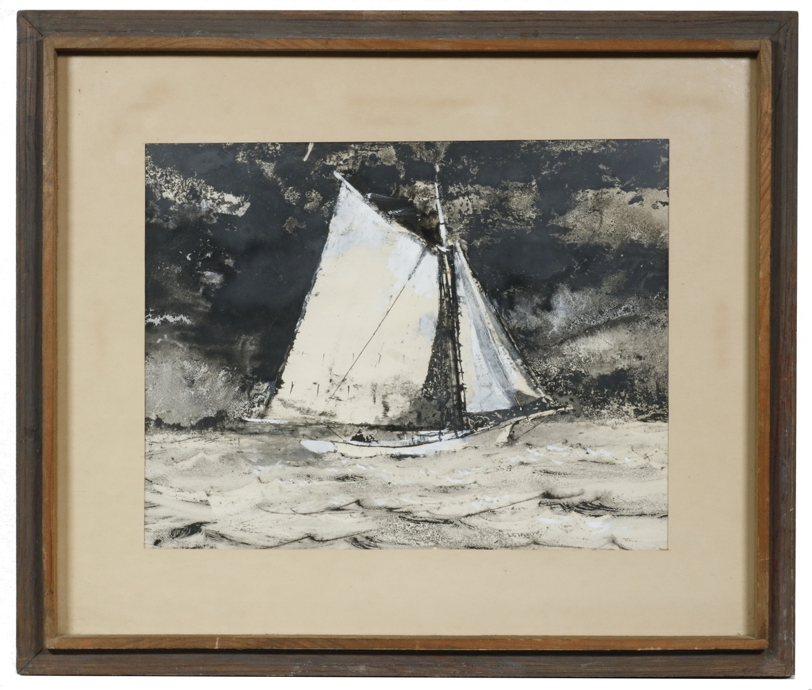 Appraisal: WILLIAM THON ME NY ITALY - Racing Sloop under Stormy