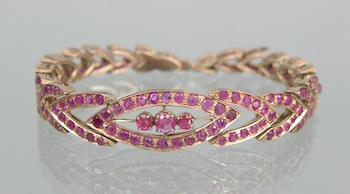 Appraisal: A Ladies' Pink Sapphire Bracelet k rose gold bracelet designed