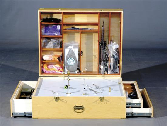 Appraisal: Fly making kit wood and brass-mounted fitted case with various