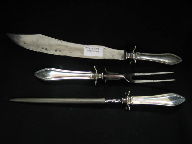 Appraisal: Pc Sterling Silver Victorian Carving Set roast size fork knife