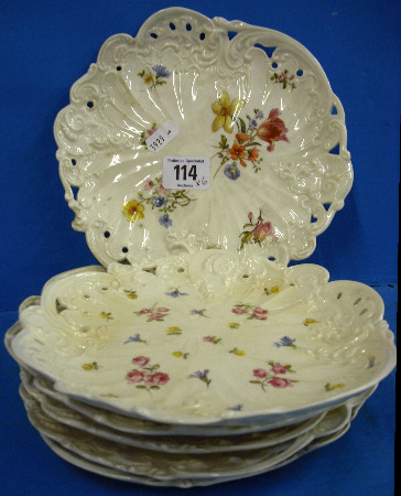 Appraisal: Set of Moore Bros ribbon plates decorated with various flowers