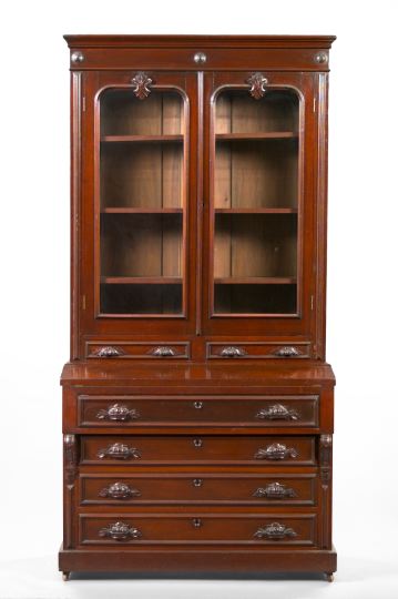 Appraisal: American Renaissance Revival Walnut Secretary Bookcase late th century in