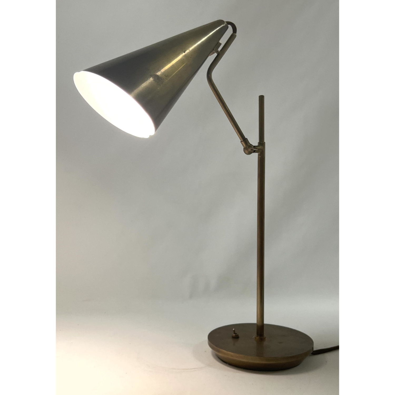 Appraisal: Contemporary Brass Cone Shade Desk Task Lamp Adjustable shade Dimensions