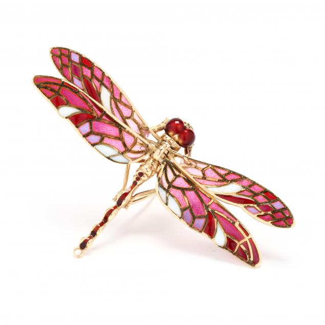 Appraisal: PLIQUE JOUR DRAGONFLY BROOCH PENDANT The en tremblant wings with