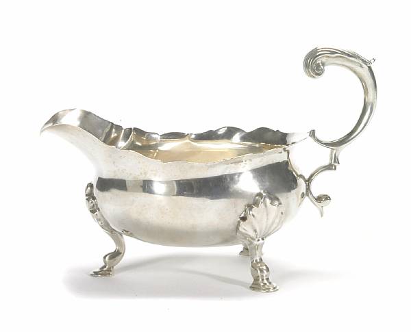 Appraisal: A George V silver sauce boat after the antiqueRobert Dicker