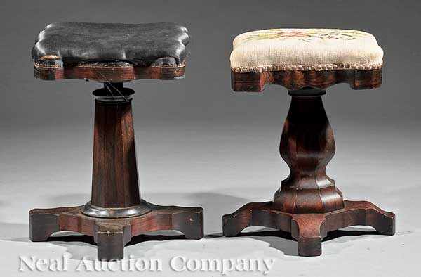 Appraisal: Two American Classical Rosewood Piano Stools th c each with