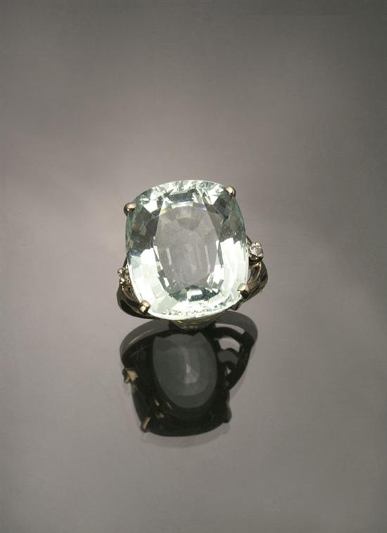 Appraisal: -Karat White-Gold Aquamarine and Diamond Dinner Ring Set with one