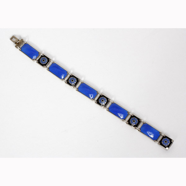 Appraisal: David Andersen Norway Sterling SIlver cobalt enamel bracelet Marked total