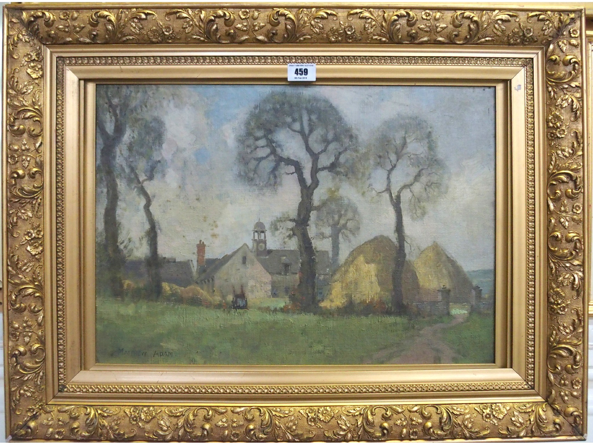 Appraisal: MATTHEW ADAM Farmstead signed oil on board