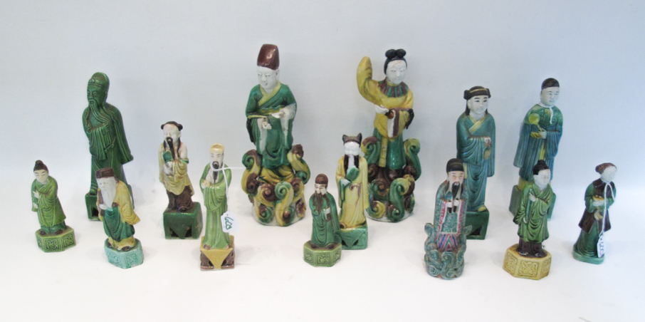 Appraisal: FOURTEEN CHINESE PORCELAIN FIGURES with various props and in assorted