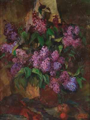 Appraisal: Yvgeny Camginov Natalia Camginov Russian th Century Lilacs Oil on