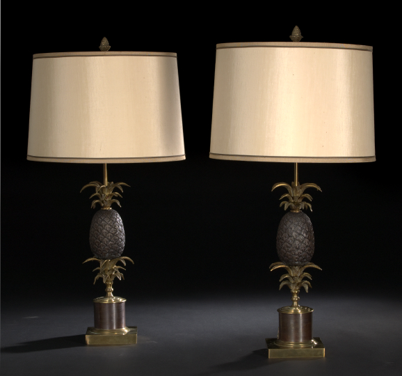 Appraisal: Pair of French Bronze-Patinated and Gilded Brass Table Lamps of