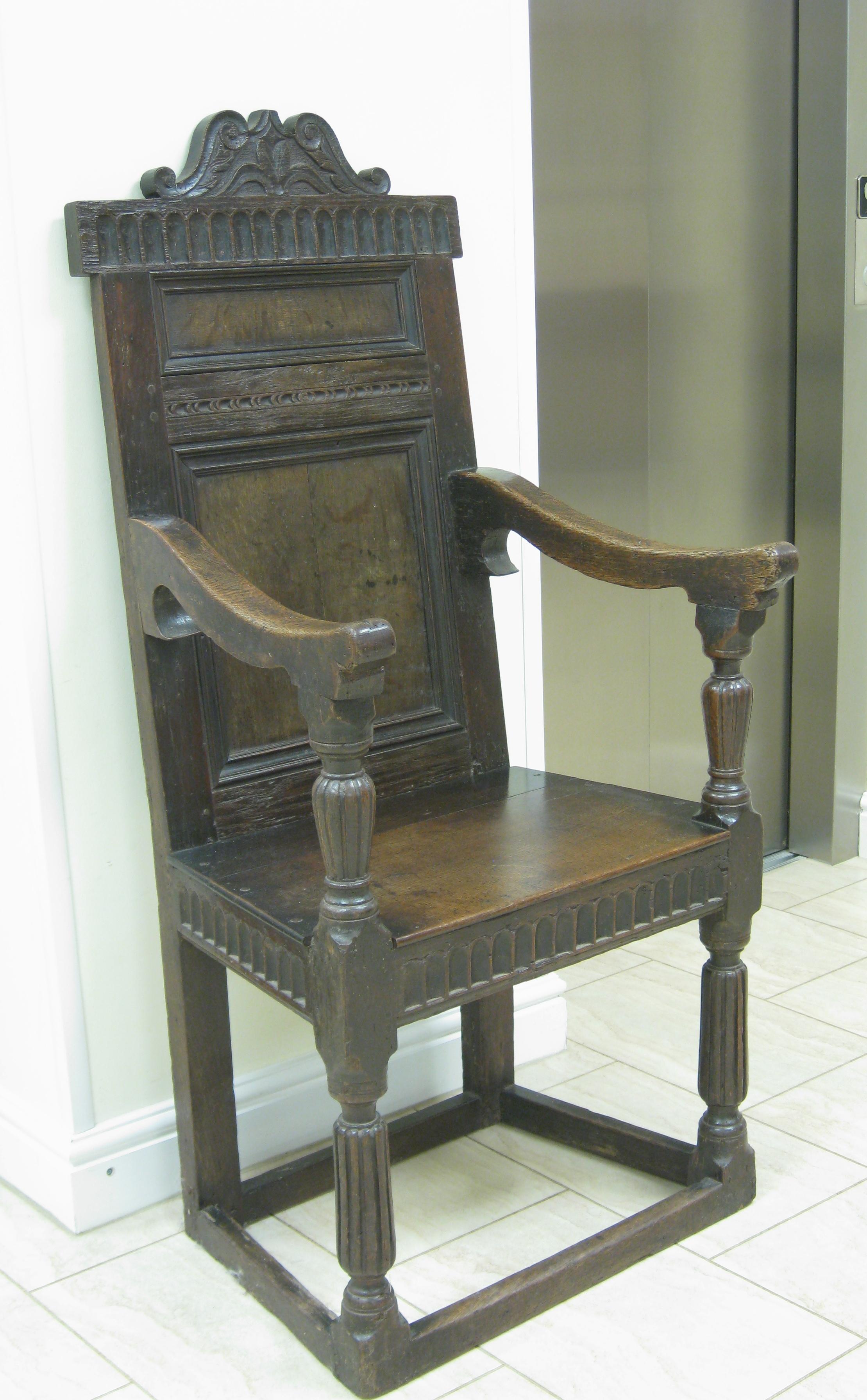 Appraisal: An antique oak Wainscot Armchair in the th Century style