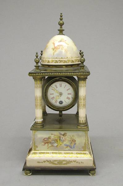 Appraisal: A Vienna style porcelain portico clock late th early th