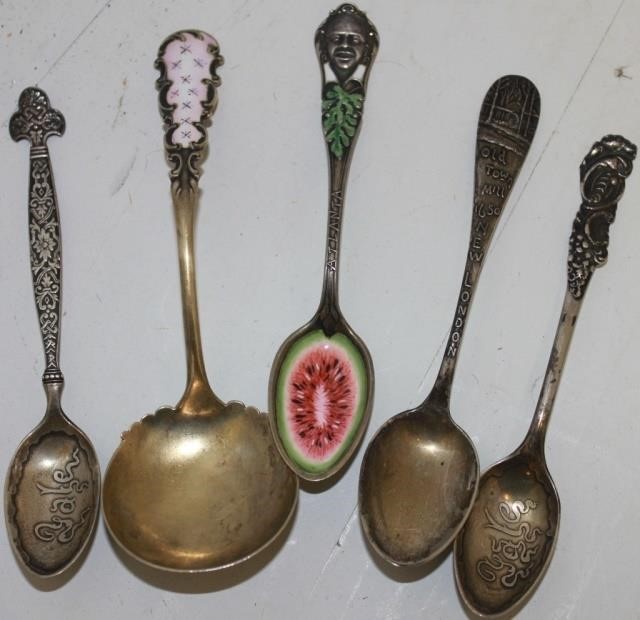 Appraisal: STERLING SILVER SPOONS TO INCLUDE SOUVENIRSPOONS - YALE ATLANTA NEW