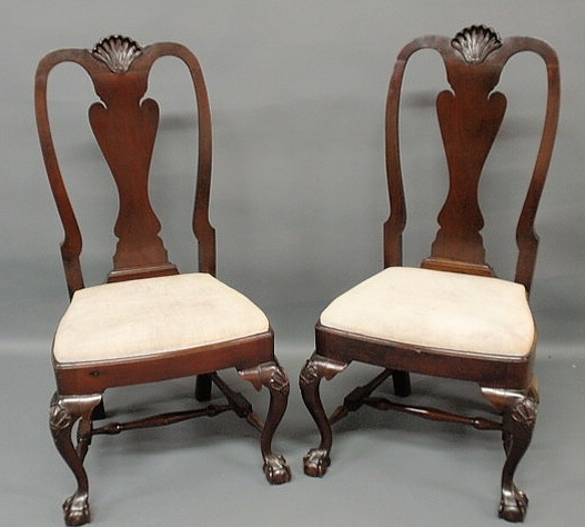 Appraisal: Pair of New England Chippendale style mahogany side chairs with