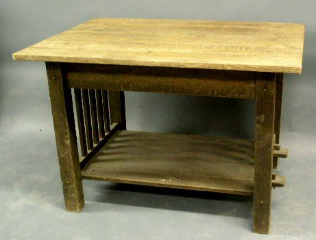 Appraisal: Oak Arts Crafts table c h top x