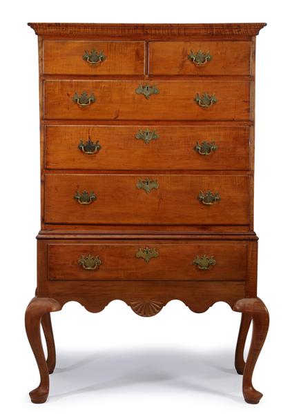 Appraisal: Tiger maple tall chest th th century