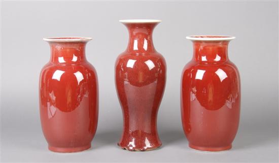 Appraisal: A Group of Three Chinese Vases Height of tallest inches