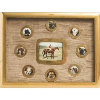 Appraisal: John William Bailey Miniature Enamels Framed assemblage of eight canine