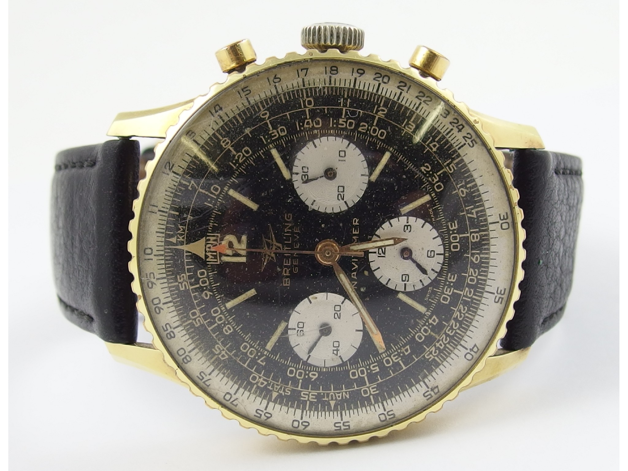 Appraisal: A Breitling Navitimer wristwatchwith gold plated case silvered chapter ring