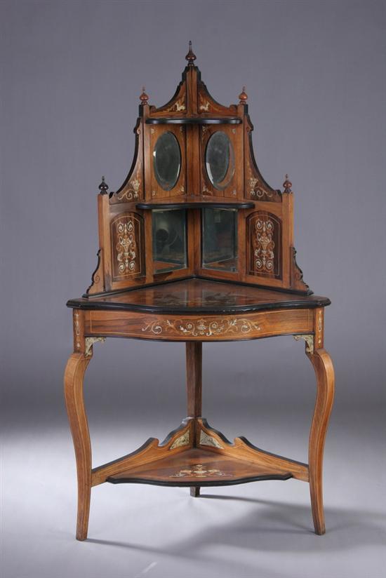 Appraisal: FINE ITALIAN RENAISSANCE REVIVAL INTARSIA-INLAID ETAGERE mid- th century rosewood