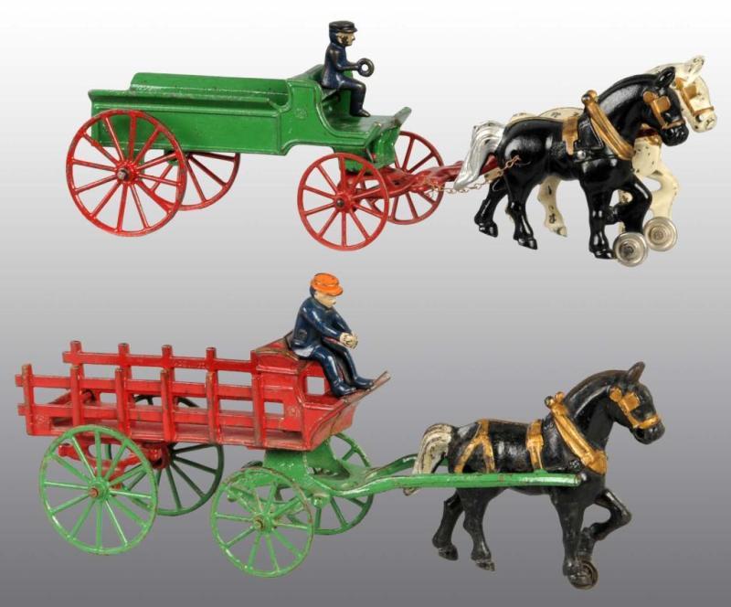 Appraisal: Lot of Cast Iron Kenton Horse-Drawn Toys Description Includes one