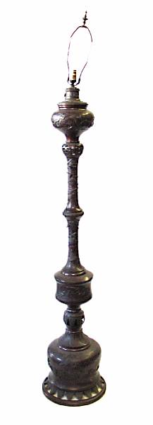 Appraisal: A Japanese patinated bronze lamp Meiji period height ft in