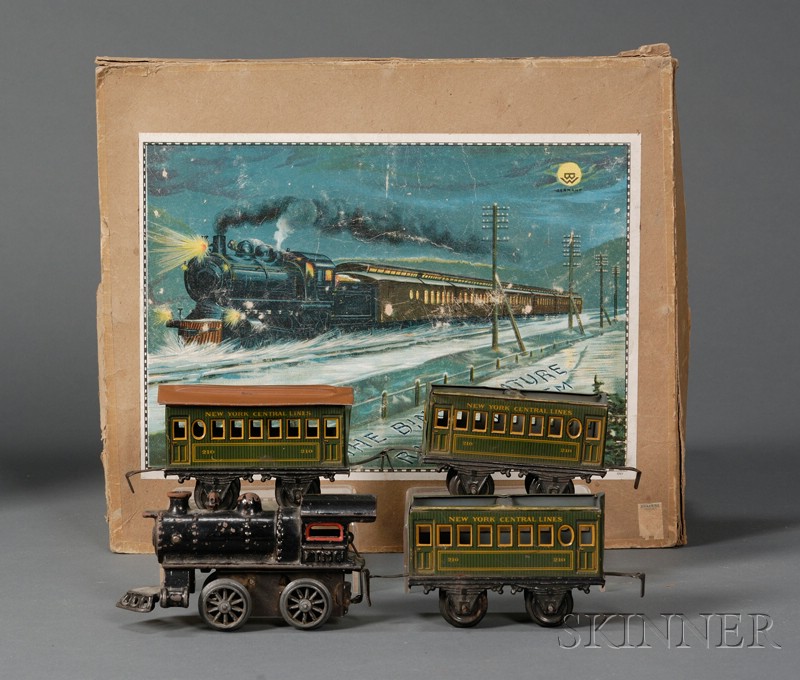 Appraisal: Boxed Bing O Gauge Lithographed Tin Train Set early th