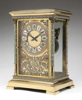 Appraisal: French polished brass and champleve mantel clock Fourth quarter th