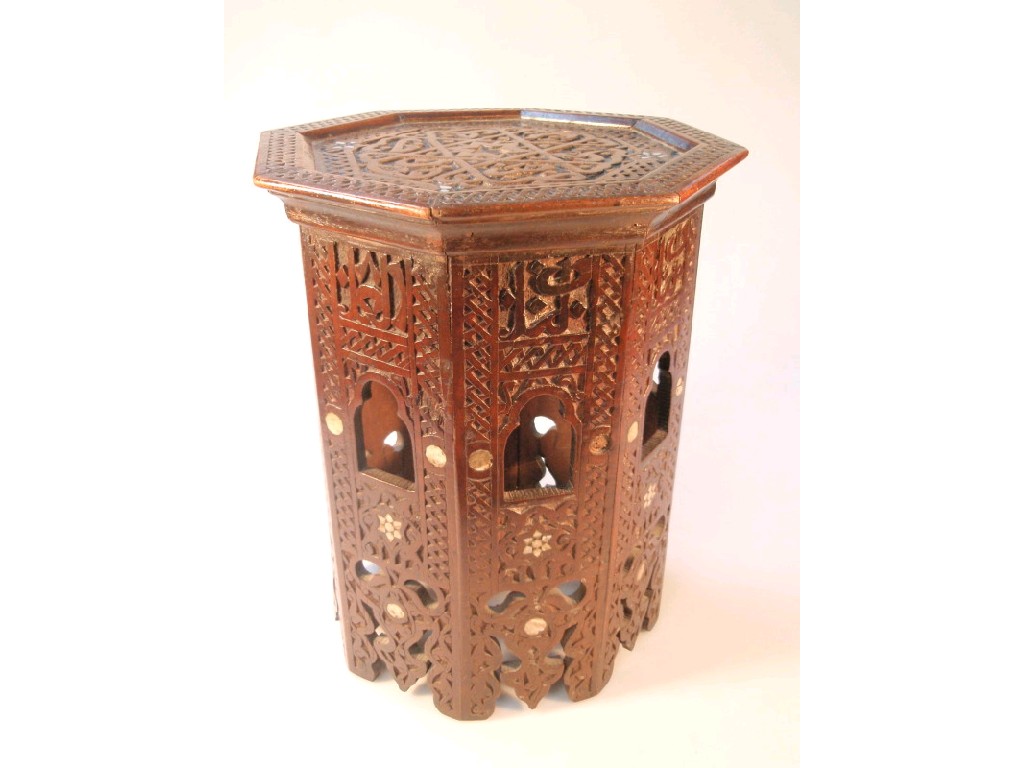 Appraisal: A Moorish carved hardwood jardiniere stand cm high