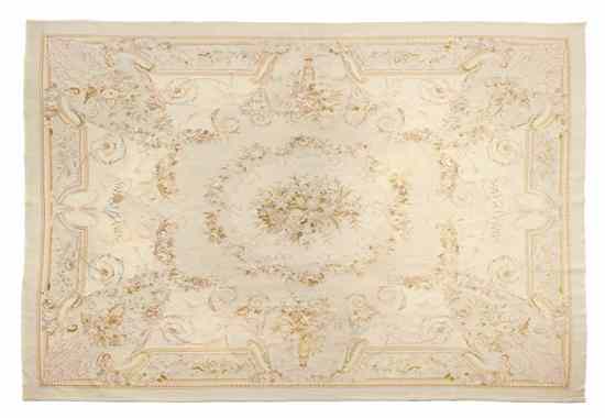 Appraisal: A Cream and Beige Aubusson Rug having a repeating bird