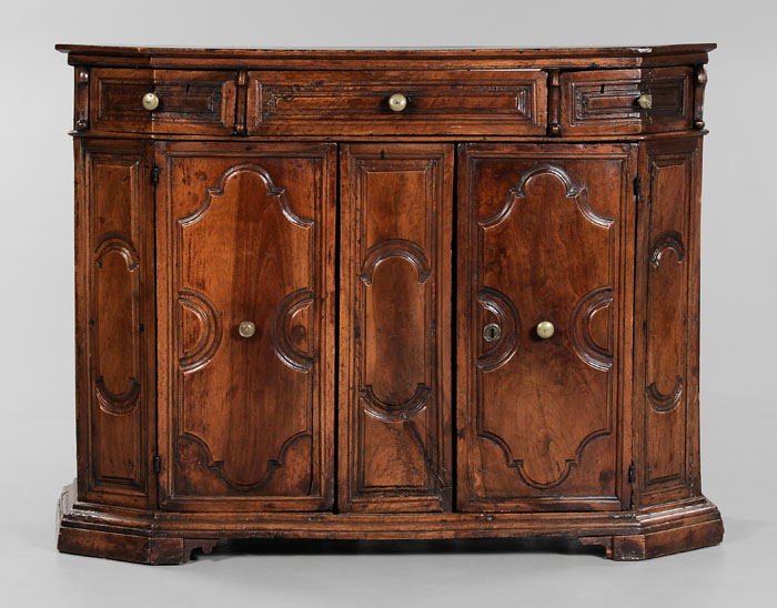 Appraisal: Baroque Paneled Walnut Cabinet Italian th th century three paneled