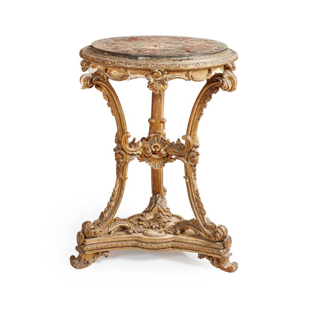 Appraisal: Y A CONTINENTAL GILTWOOD AND BOULLE MARQUETRY GUERIDON EARLY TH