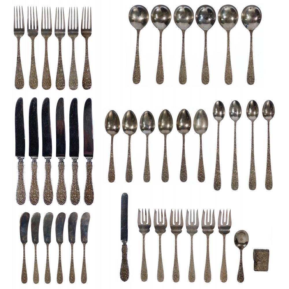 Appraisal: STIEFF ROSE STERLING SILVER FLATWARE SERVICE items including -inch dinner