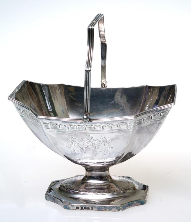 Appraisal: GEORGE III SILVER SUGAR BASKET SAMUEL GODBEHERE EDWARD WIGAN LONDON