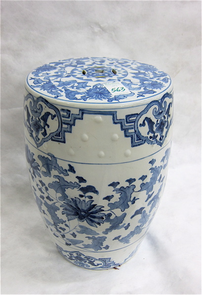 Appraisal: CHINESE PORCELAIN GARDEN STOOL having blue underglaze decoration on a