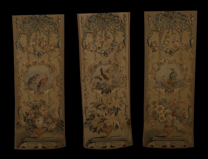 Appraisal: Attractive Set of Three French Tall Narrow Tapestry Panels in