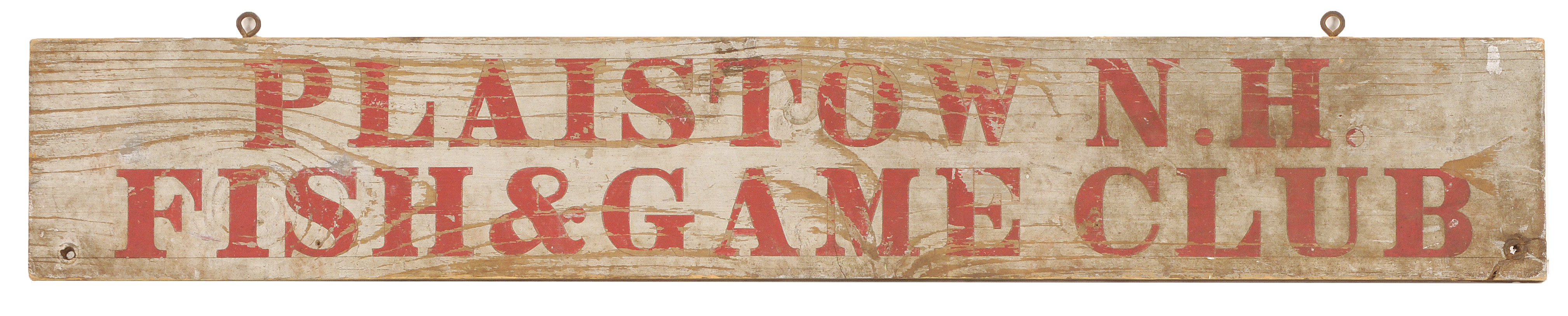 Appraisal: WOODEN FISH GAME CLUB SIGN Mid- th CenturyPlaistow N H