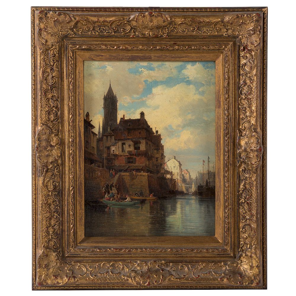 Appraisal: Charles Euphrasie Kuwasseg Dutch Canal Scene French - Oil on