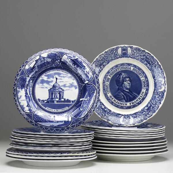 Appraisal: STAFFORDSHIRE Twenty-four assorted plates decorated with historic scenes Baltimore and