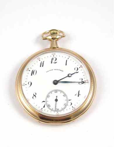 Appraisal: FOURTEEN KARAT GOLD OPENFACE POCKET WATCH Gruen Watch Co Switzerland